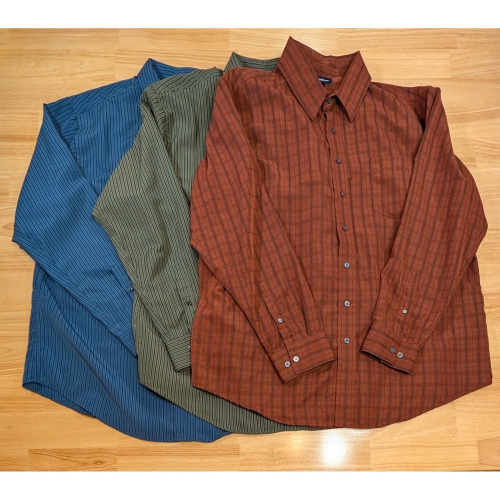 Croft & Barrow Mens XL Long Sleeve Button Down Shirts Bundle Blue Green Orange